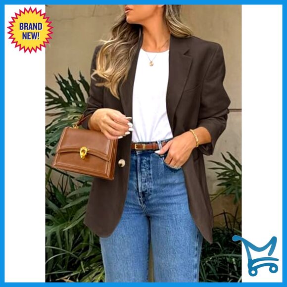 Women's Business Casual Blazer Long Sleeve Lapel Open Front Pockets - Picture 5 of 7